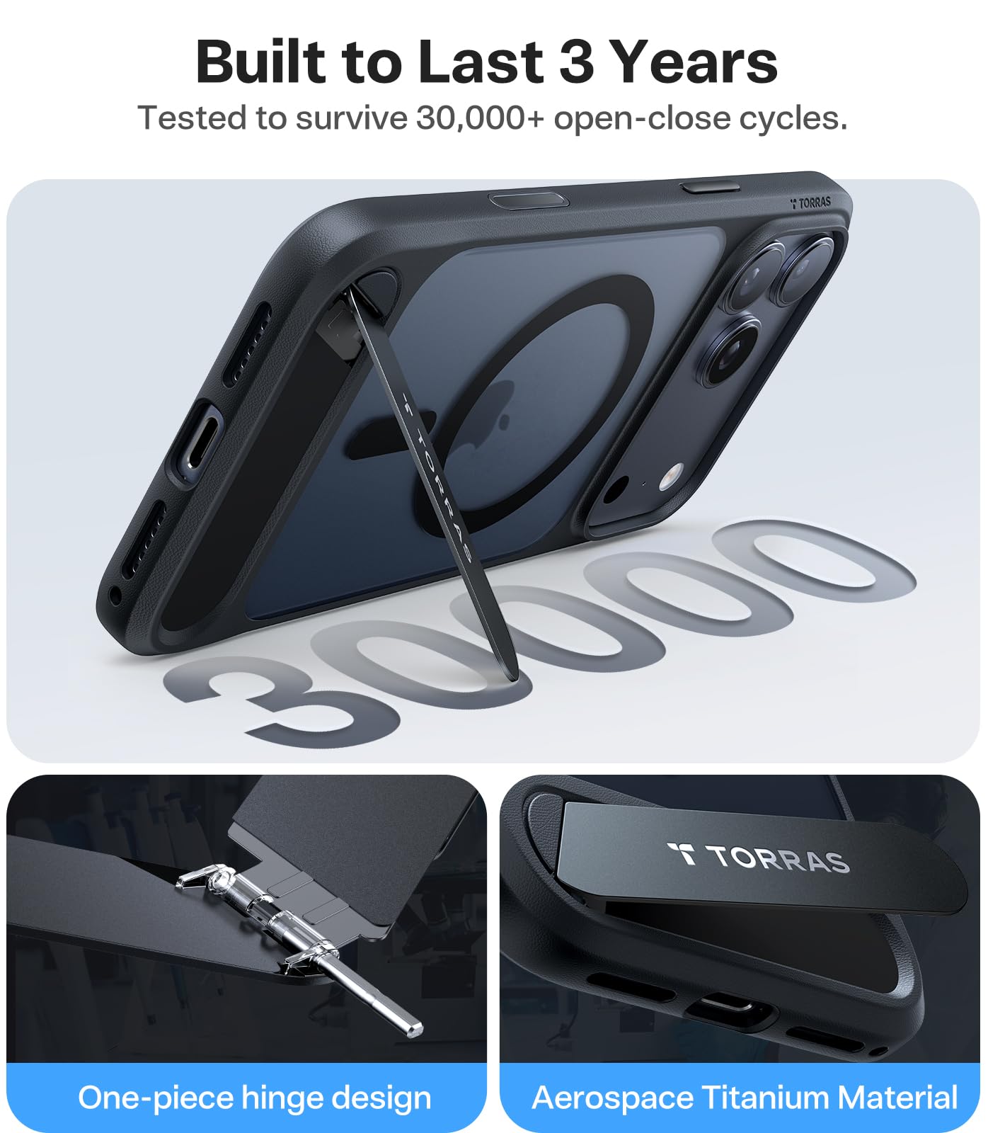 TORRAS Stand for iPhone 17 Pro Max Case – Durable Titanium Stand